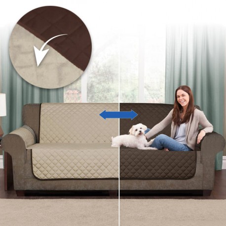 s meiq COPRIDIVANO 3 POSTI Double Face Couch Coat Reversibile Salva Sofa Copri Divano 